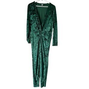 VENUS Green Velvet Jumpsuit